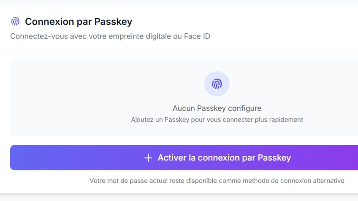 Configurer votre login via Passkey